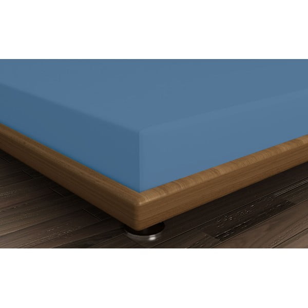 Plava pamučna plahta s gumom 140x200 cm – Mijolnir-image-1