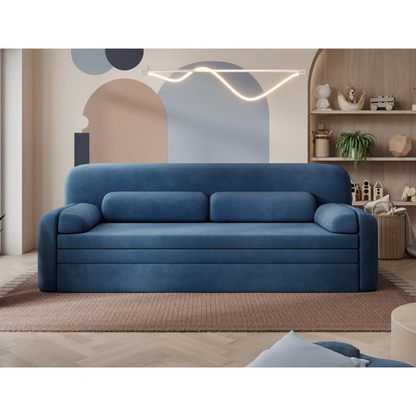 Plava sklopiva/s prostorom za odlaganje sofa od samta 236 cm Elioss – ELTAP-image-1