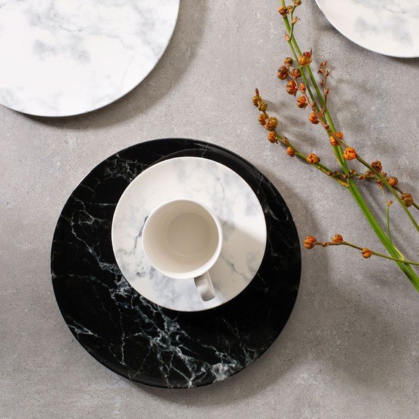 Bijelo-crni porculanski tanjurić Villeroy & Boch Marmory, ø 16 cm-image-1