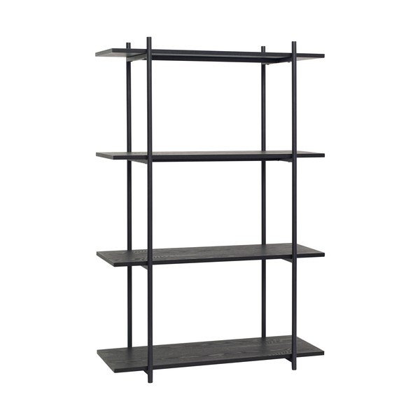 Crna polica od jasenovog drveta s 4 police Hübsch Norm