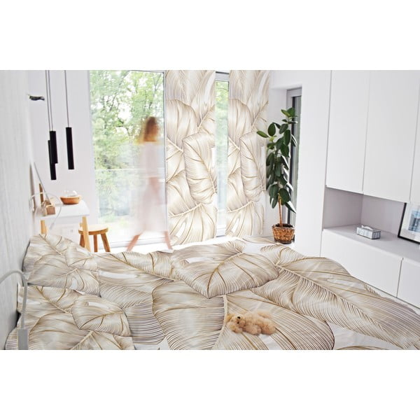 Zavjesa od pamučnog satena u zlatnoj boji 110x170 cm Golden Leaves – Butter Kings-image-1