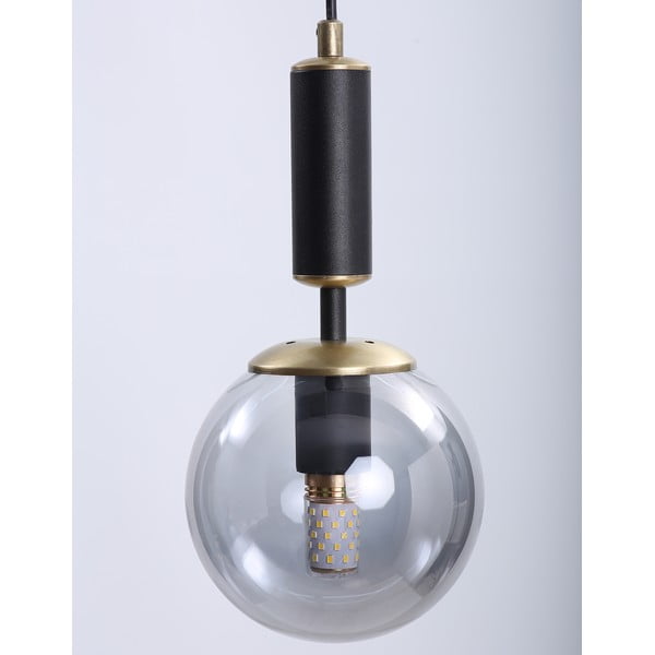 Crna/siva viseća svjetiljka sa staklenim sjenilom ø 15 cm Hector – Squid Lighting-image-1