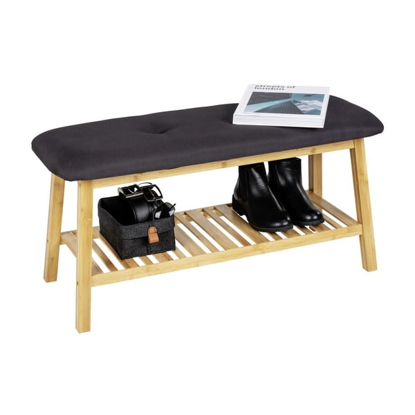 Stalak za cipele od crnog/prirodnog bambusa s klupom Ecori - Wenko-image-4