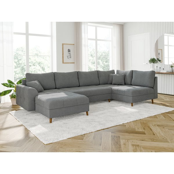 Siva kutna garnitura od bouclé tkanine (s lijevim kutom/u obliku slova "U") Ariella – Ropez-image-3