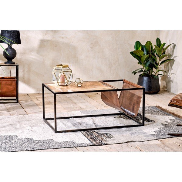 Stolić za kavu od mango drveta i Nkuku Alera kože-image-1