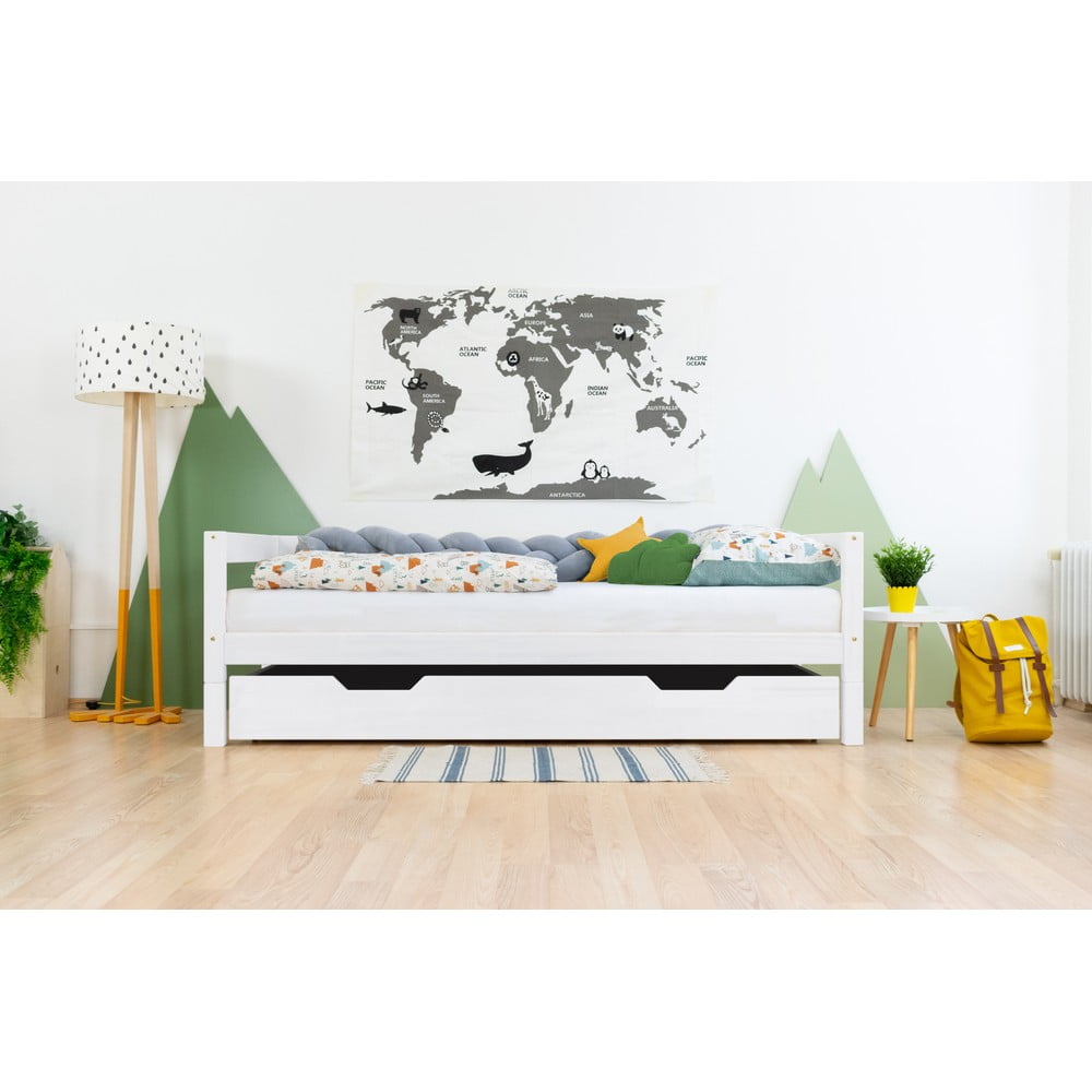 Bijela drvena ladica ispod kreveta s podnicom i punim dnom Benlemi Buddy, 120 x 200 cm