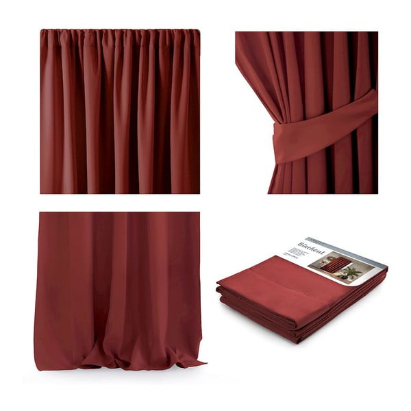 Crvena zavjesa AmeliaHome Pleat, 140 x 270 cm