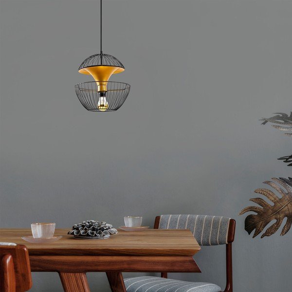 Crna/u zlatnoj boji viseća svjetiljka s metalnim sjenilom ø 30 cm Telmander – Opviq lights-image-2