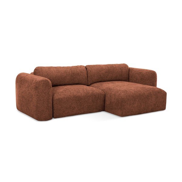 Sklopiva/s prostorom za pohranu kutna garnitura od šenila boja terakote (s desnim kutom/s ležaljkom) Mele – Makamii-image-2