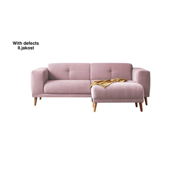 Ružičasta sofa s podnožjem Bobochic Paris Luna