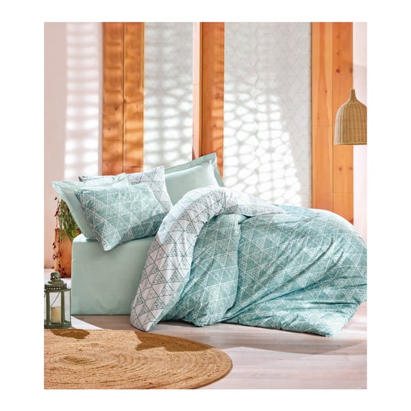 Pamučna posteljina s plahtom za bračni krevet Zorita-, 200 x 220 cm