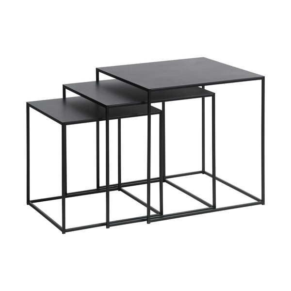 Crni metalni stolići za kavu u setu 3 kom 50x50 cm Pebble – Unique Furniture
