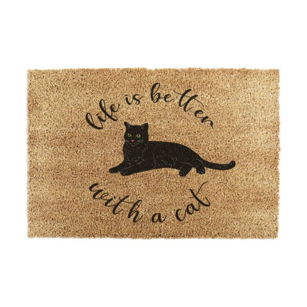 Otirač od kokosovih vlakana 60x90 cm Life Is Better With a Cat – Artsy Doormats