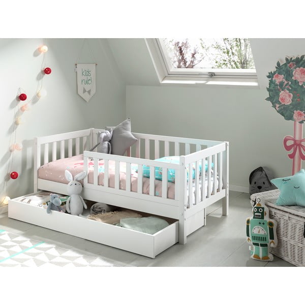 Bijela dječja ladica za ispod kreveta 70x140 cm Peuter – Vipack-image-1