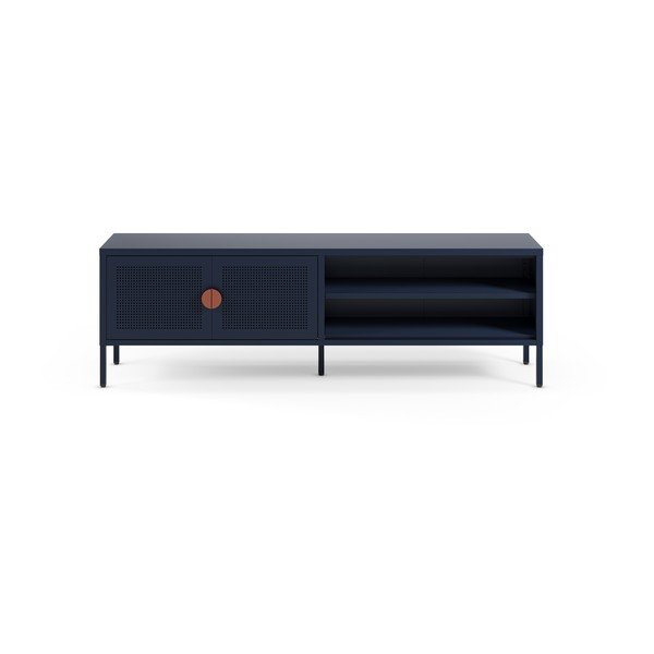 Tamno plava metalna TV komoda 160x50x35 cm Sayla – Marckeric