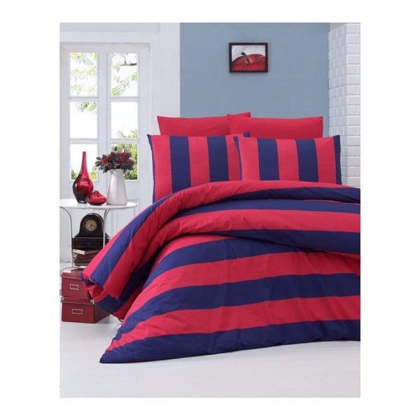 Pamučna posteljina s plahtom za krevet Pletenica, 160 x 220 cm