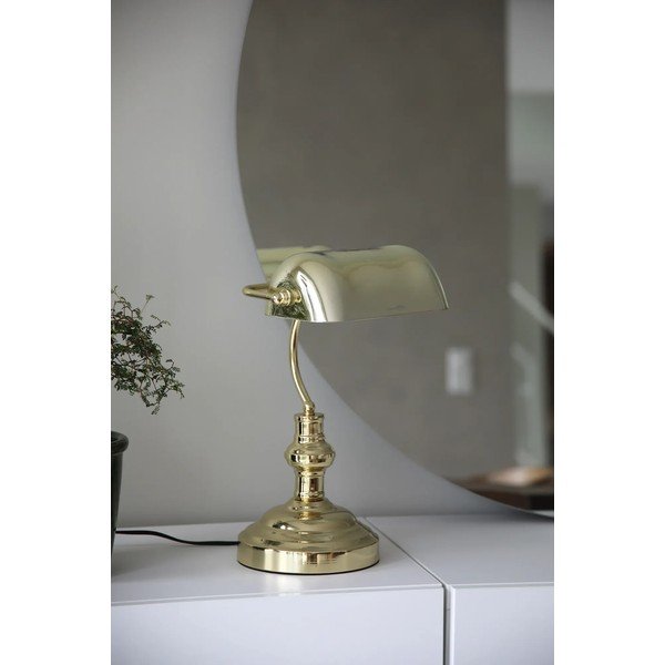 Mjedena stolna lampa sa staklenim sjenilom (visina 42 cm) Bankers – Markslöjd-image-1