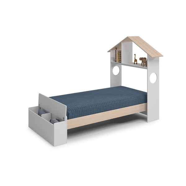 Bijeli/u prirodnoj boji dječji krevet u dekoru bora u obliku kućice s prostorom za pohranu 90x190 cm Odessa – Marckeric-image-3