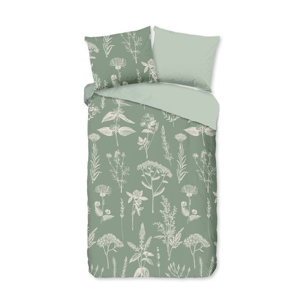 Kadulja zelena flanelska posteljina za krevet za jednu osobu/za produženi krevet 140x220 cm Herbs – Good Morning