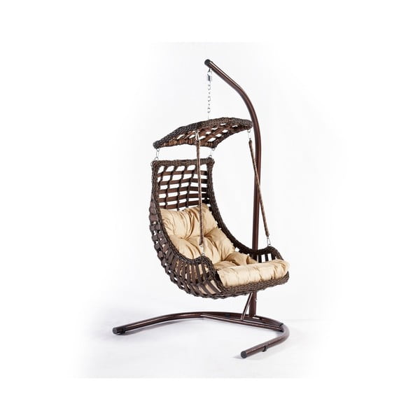 Smeđa viseća vrtna fotelja od ratana Alacati – Floriane Garden-image-2