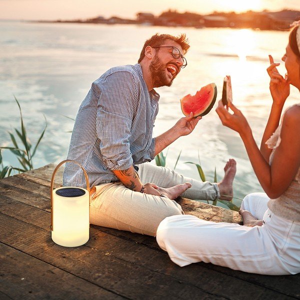 Bijela/smeđa LED stolna lampa (visina 34 cm) Bari – Fischer & Honsel-image-1