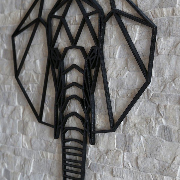 Crna zidna dekoracija Elephant, 39 x 65 cm-image-1