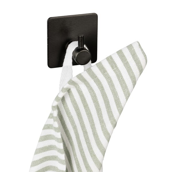 Crne samoljepljive kuke u setu od nehrđajućeg čelika 2 kom Black Outdoor Kitchen Ureo – Wenko-image-1