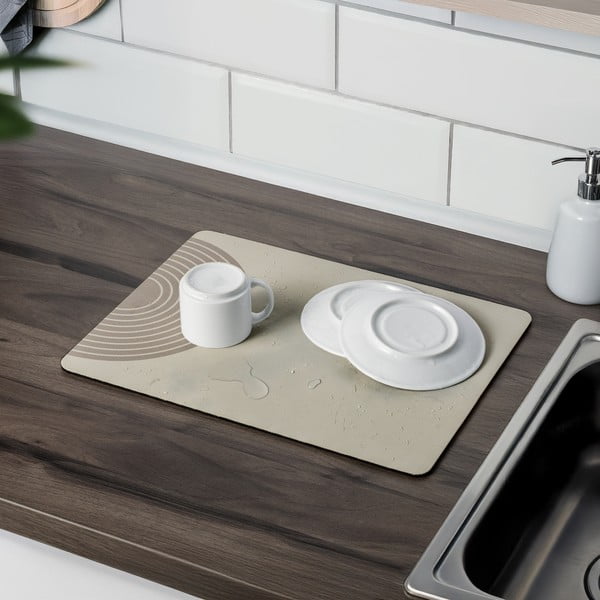 Bež gumena podloga za ocjeđivanje posuđa 40x30 cm Dima – Wenko-image-2