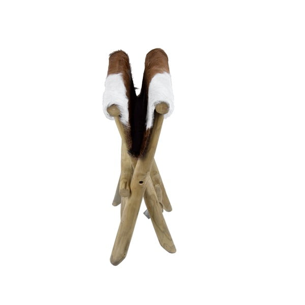 Smeđi tabure od tikovine Goatskin - Ego Dekor-image-2