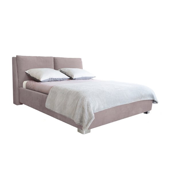 Svijetlo ružičasti bračni krevet Mazzini Beds Vicky, 180 x 200 cm