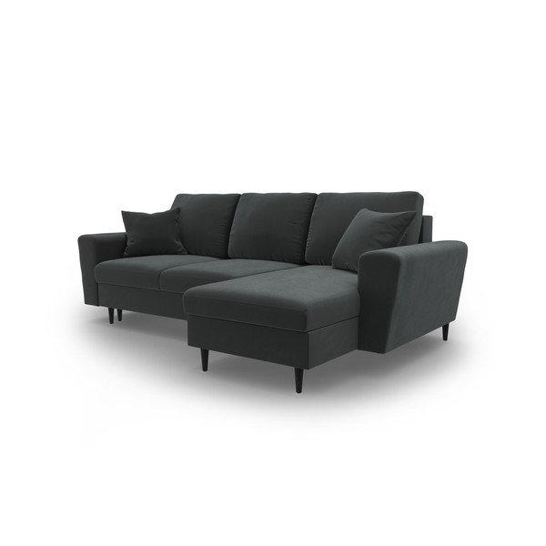 Tamno siva baršunasti sklopiva/s prostorom za odlaganje kutna garnitura Kyoto – Cosmopolitan Design-image-4