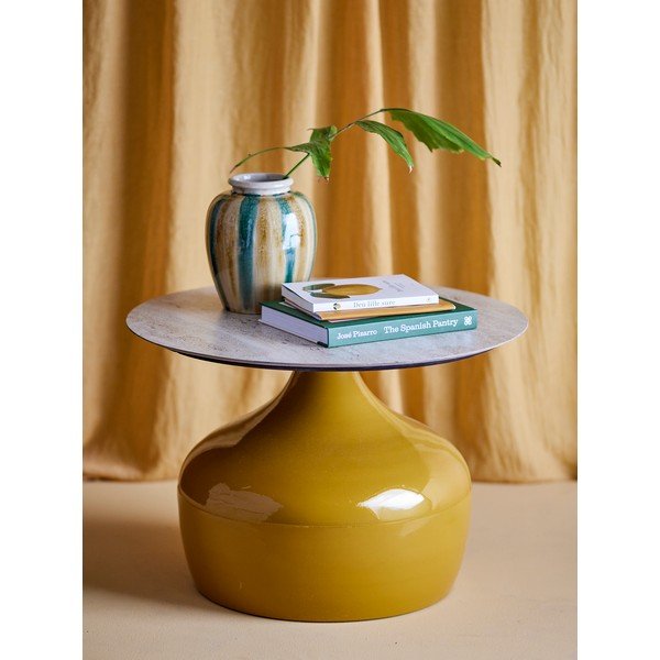 Žuti  okrugao stolić za kavu s keramičkom daskom ø 60 cm Lecco – Bloomingville-image-1