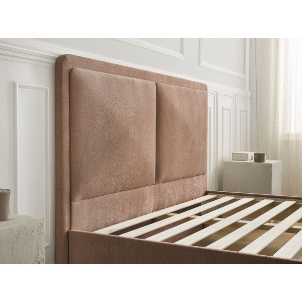 Prljavo rozi podstavljeni tapecirani bračni krevet s podnicom 180x200 cm Mara – Bobochic Paris-image-4