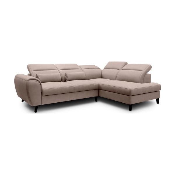 Bež baršunasti sklopiva/s prostorom za odlaganje kutna garnitura (s desnim kutom/u obliku slova L) Noble – ELTAP-image-2