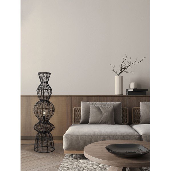 Mat crna stojeća svjetiljka od užeta (visina 136 cm) Breena – Nova Luce-image-1