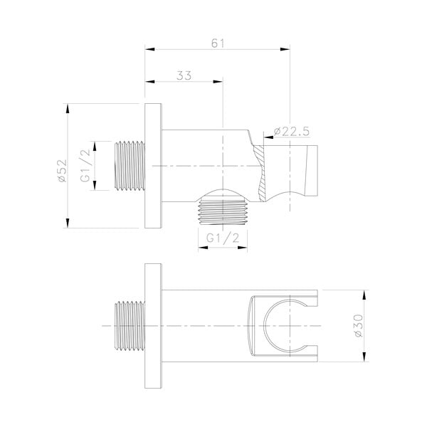 Mjedeni priključni dio za tuš u zlatnoj boji ø 5 cm – Sapho-image-1