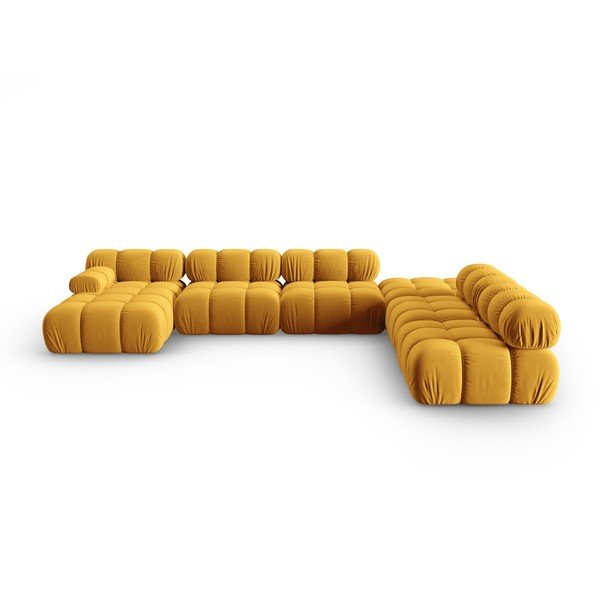 Žuta  baršunasta sofa 379 cm Bellis – Micadoni Home