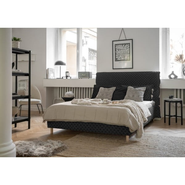 Crni tapecirani bračni krevet s podnicom 180x200 cm Sleepy Luna - Miuform-image-2