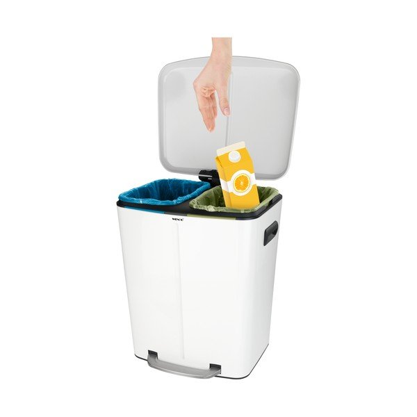 Bijela kanta za smeće s pedalom i 2 odjeljka Wenkoo, 2x 20 l-image-1