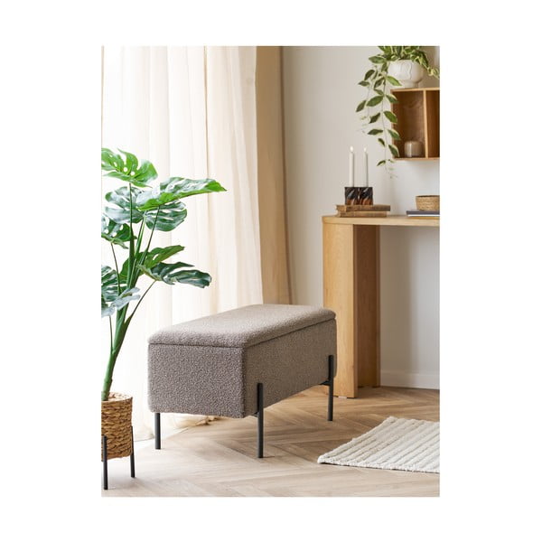 Smeđa klupa od bouclé tkanine Watford – House Nordic-image-1