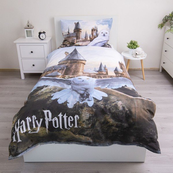 Pamučna dječja posteljina za krevet za jednu osobu 140x200 cm Harry Potter "Hedwig" – Jerry Fabrics-image-1