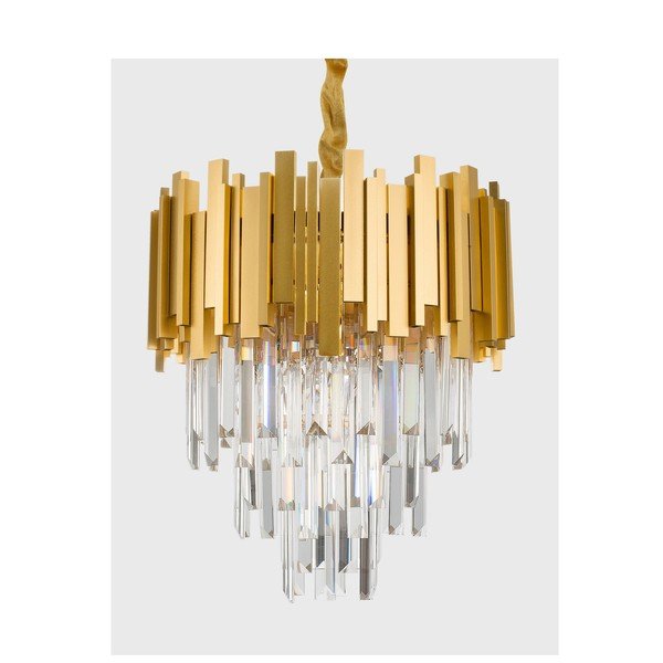 Metalna viseća svjetiljka u zlatnoj boji s kristalnim sjenilom ø 40 cm Grane – Nova Luce-image-1