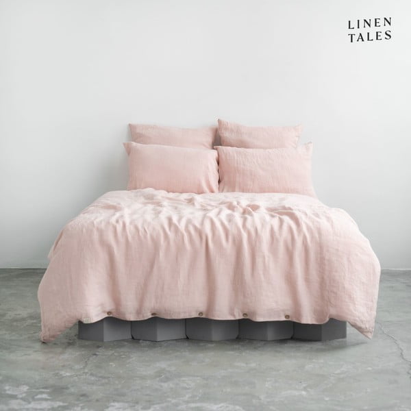 Svijetlo ružičasta lanena produžena posteljina za krevet 165x220 cm - Linen Tales