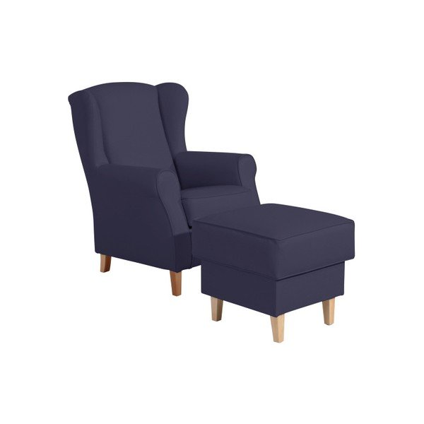 Tamnoplava taburea od imitacije kože Max Winzer Lorris Dark Blue-image-1