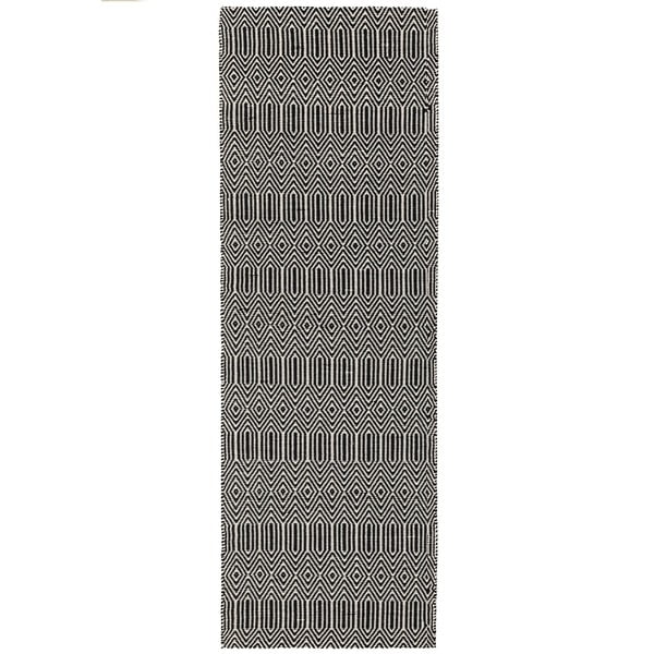 Crni vuneni tepih staza 66x200 cm Sloan – Asiatic Carpets