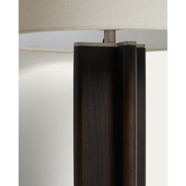 Bijela/tamno smeđa stolna lampa od masivnog kaučuka s tekstilnim sjenilom (visina 48 cm) Niani – Kave Home-image-4