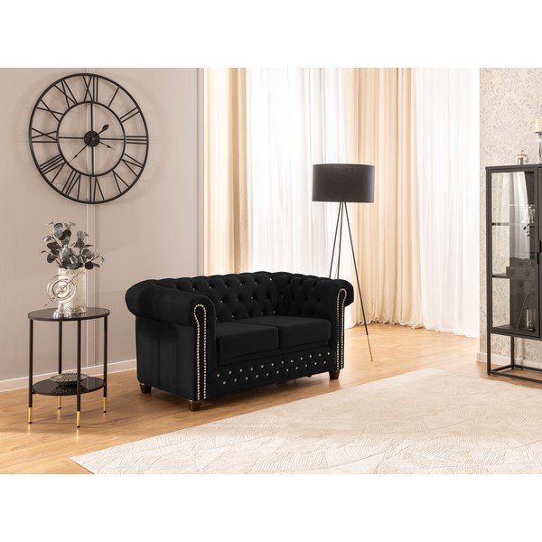 Crna baršunasti sklopiva sofa 148 cm York Blik – Ropez-image-4