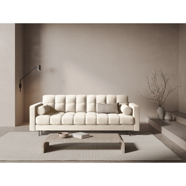 Krem baršunasti sklopiva/s prostorom za odlaganje sofa 222 cm Bali – Cosmopolitan Design-image-1