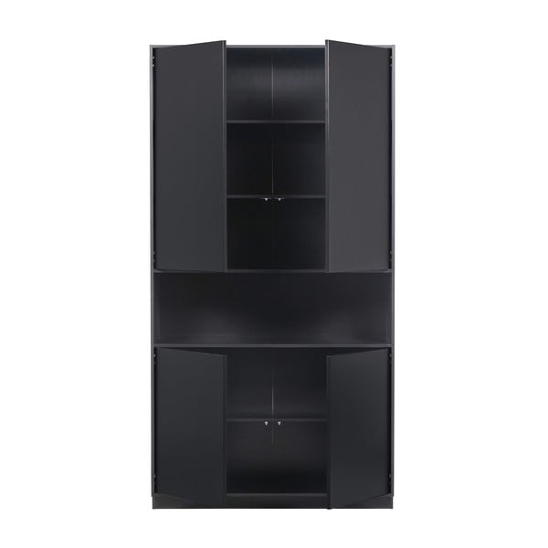 Crna modularna biblioteka od masivnog bora 260x210 cm Finca – WOOOD-image-4