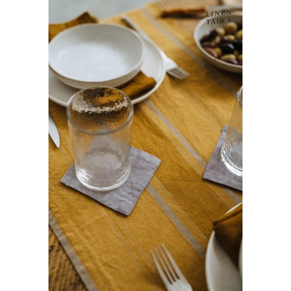 Laneni stolnjak 140x140 cm Amber Bronze Stripes – Linen Tales-image-4